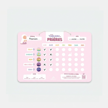 Mon Tableau de Prières Rose – Suivi Hebdomadaire – Deenilearn