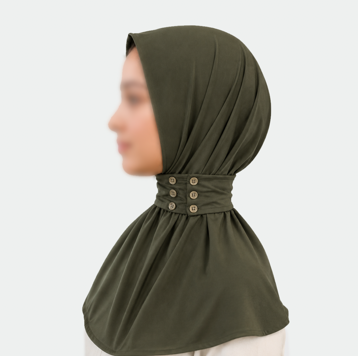Hijab Cagoule à Boutons réglables - Vert kaki Le Coin des Lumières