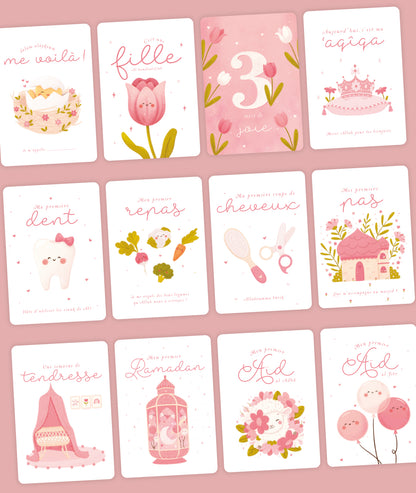 Ma première année - Cartes-étapes de mon bébé musulman (version fille) DEENILEARN