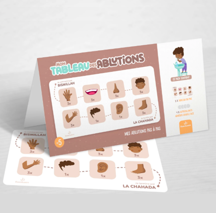 Mon tableau des ablutions  – Mes ablutions pas à pas - DeeniLearn