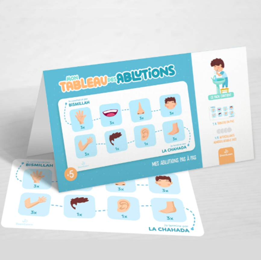 Mon tableau des ablutions  – Mes ablutions pas à pas - DeeniLearn