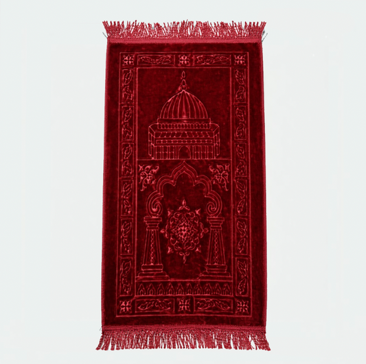 Tapis bébé enfant musulman couleur rouge avec motif